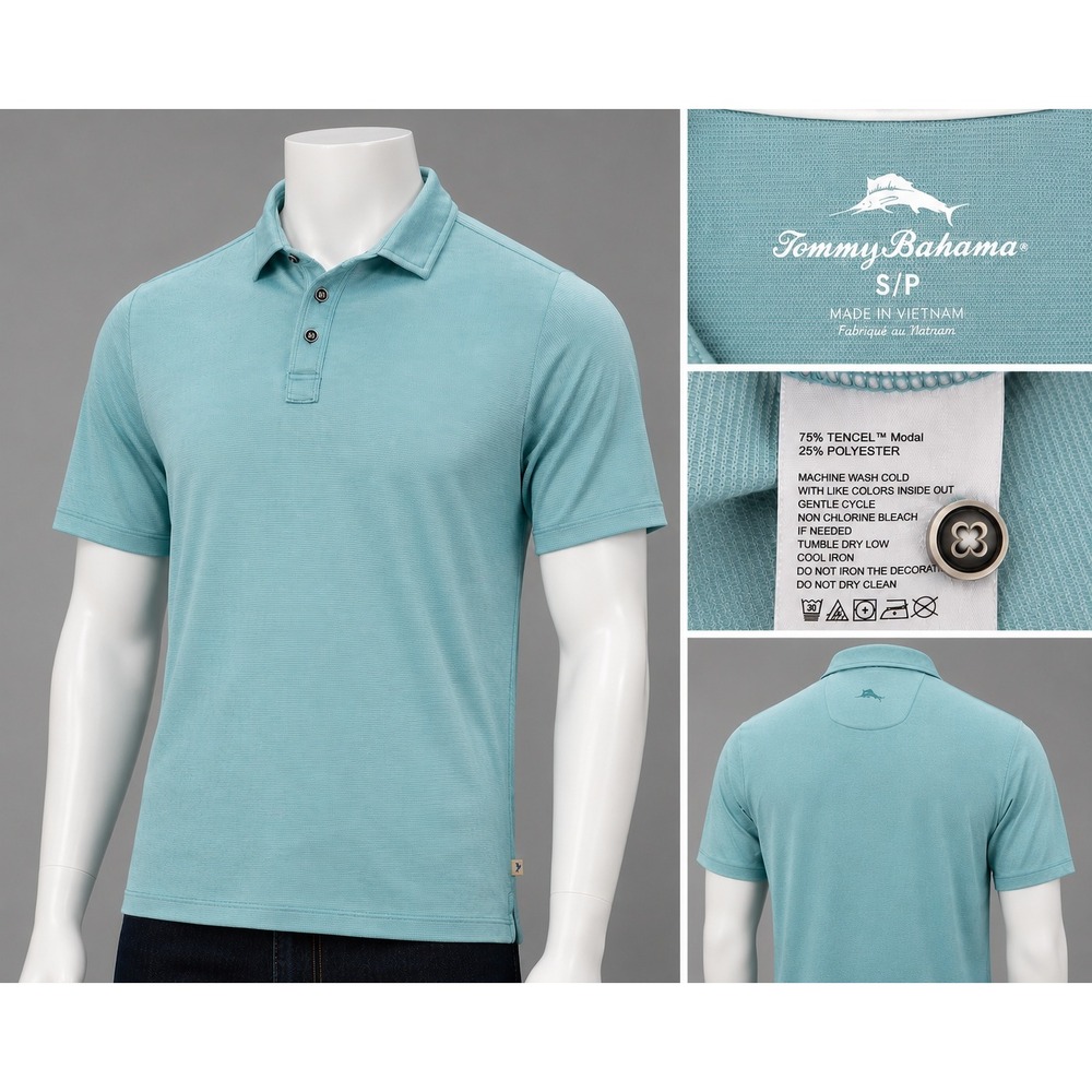 Tommy Bahama Polo Shirt Mens S Green Excellent Modal Blend Short Sleeve ST226187